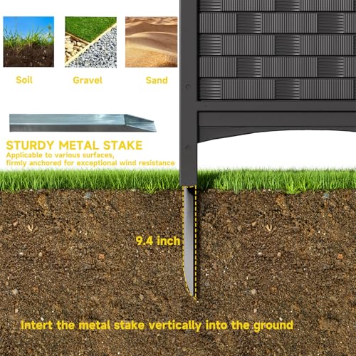 Air Conditioner Fence Privacy Screen, 4 Panels Outdoor Enclosure with Metal Stake U4943