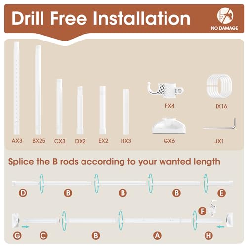 Room Divider Curtain Rod, No Drilling Adjustable Freestanding Partition, Black Y90647