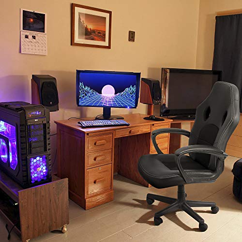 High Back Ergonomic Leather Gaming Chair, Adjustable (Blue) R643180