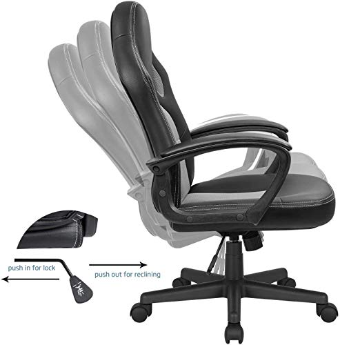 High Back Ergonomic Leather Gaming Chair, Adjustable (Blue) R643180