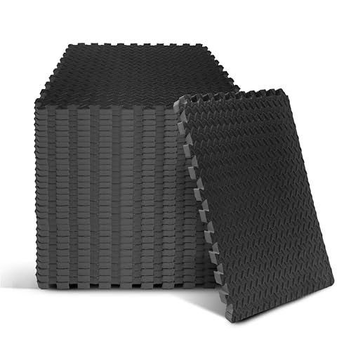 Puzzle Exercise Mat for Home Gym, EVA Interlocking Foam Floor Tiles with Border I79139