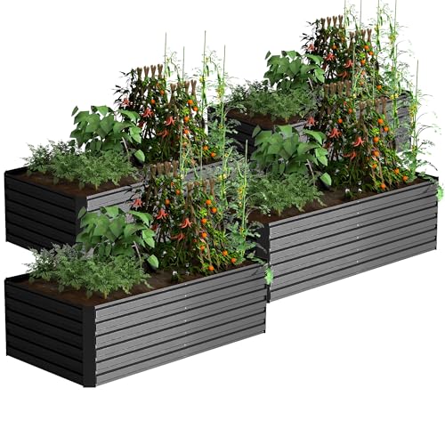 Galvanized Raised Garden Bed 8x4x2ft, Large Metal Planter Box for Vegetables, Flowers, Herbs J9369