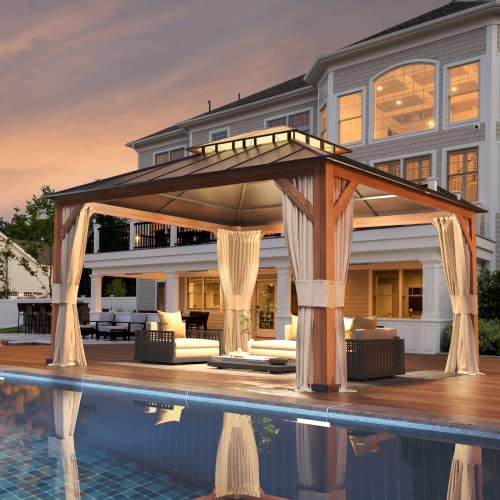 12x20 Hardtop Gazebo Double Roof Galvanized Steel Outdoor Aluminum Frame with Netting and Curtains M3306