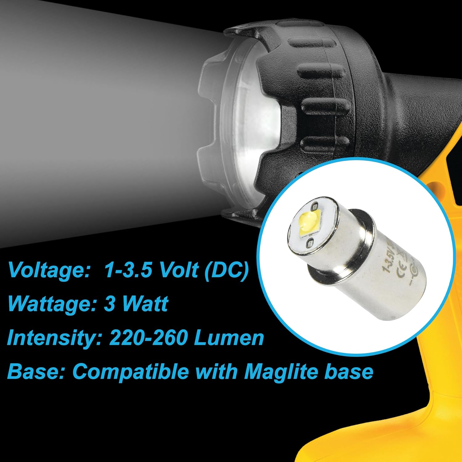 High Power 3W LED Bulb for 2D 3D / 2C 3C Flashlights Conversion Upgrade B494342