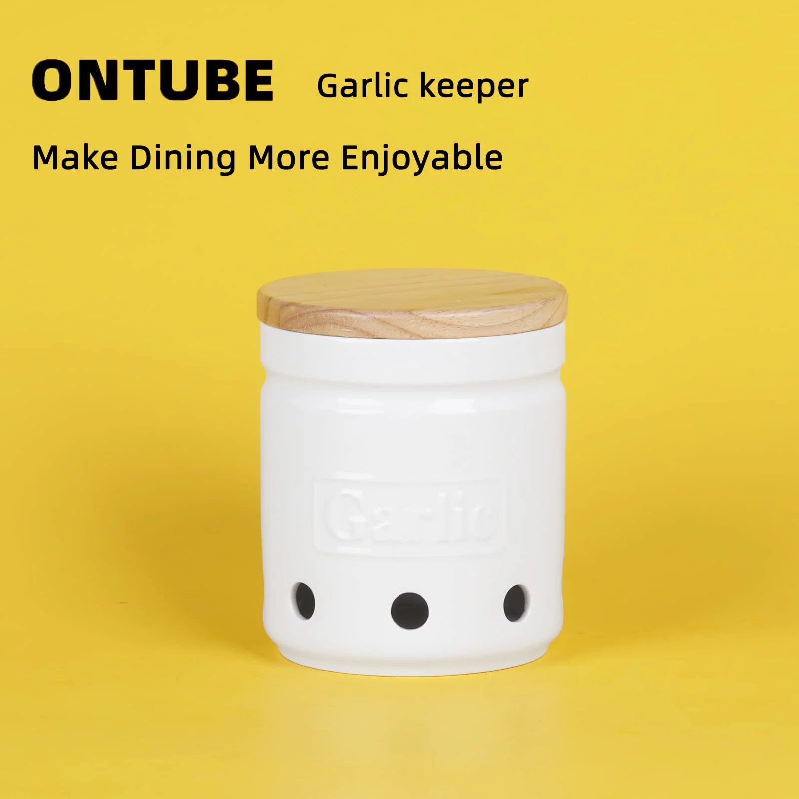 Garlic Keeper with Lid, Ceramic Garlic Saver V6431