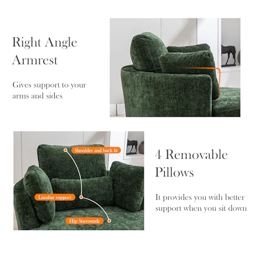 Oversized Swivel Barrel Chair with Ottoman, Chenille, Beige X252712