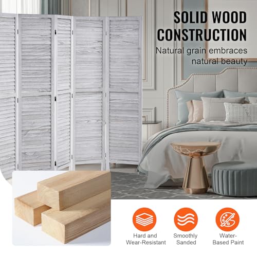 Wood Room Divider, 4 Panel Folding Privacy Screen, 66.9 Inches Tall, Indoor Wooden Partition A907
