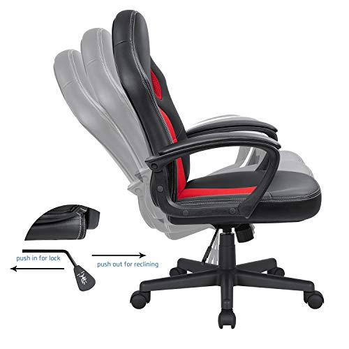 High Back Ergonomic Leather Gaming Chair, Adjustable (Blue) R643180