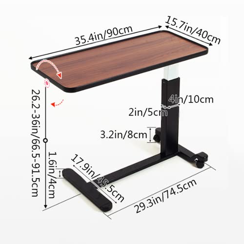 Adjustable Overbed Table with Wheels for Meals, Laptop, Writing I4911