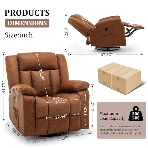 Swivel Glider Recliner Chair with Massage and Heating U85854