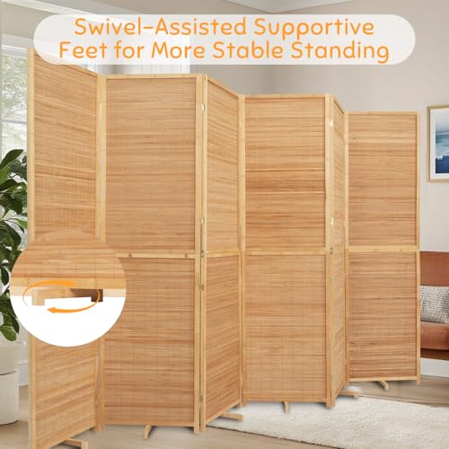 Bamboo Room Divider Folding Privacy Screen, 4 Panel, Beige T32841