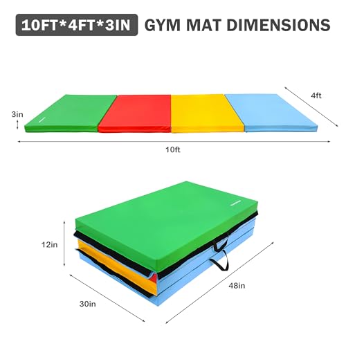 Folding Exercise Gymnastics Mat 4x10x3 Inch with Carrying Handles G881552