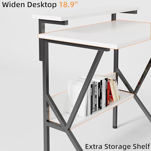 Small Desk with Adjustable Monitor Stand for Small Spaces, Grey D8453