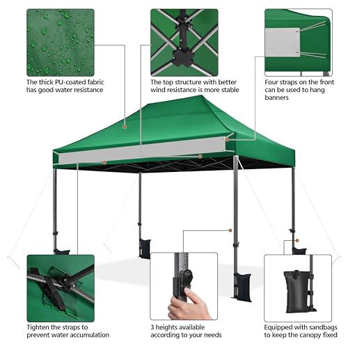 Heavy Duty Pop Up Canopy Tent 10x20 with Wheeled Carry Bag, White X6840