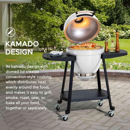Charcoal Kamado Grill with Pizza Stone and Wheels Q84418