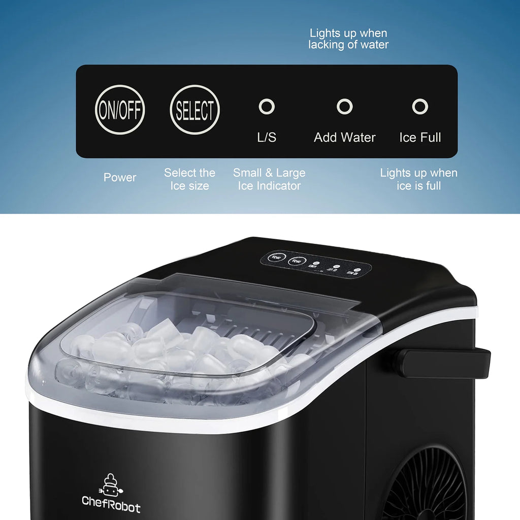 Ice Maker Countertop, Self-Cleaning with Ice Scoop and Basket J796