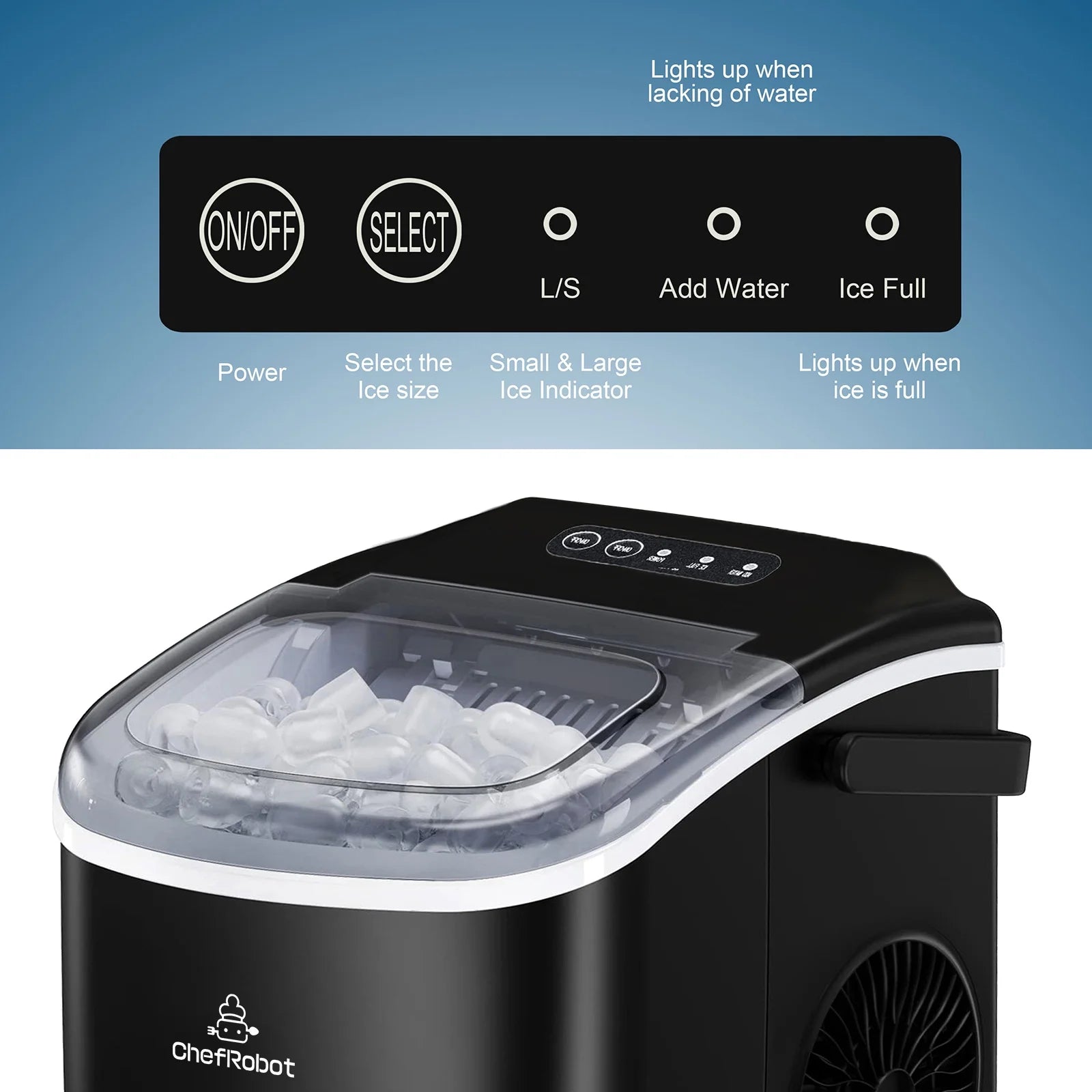 Ice Maker Countertop, Self-Cleaning with Ice Scoop and Basket J796