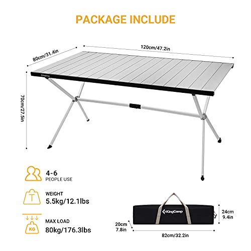 Folding Camping Table Portable Aluminum Roll Up Lightweight for Outdoor Picnic F98743