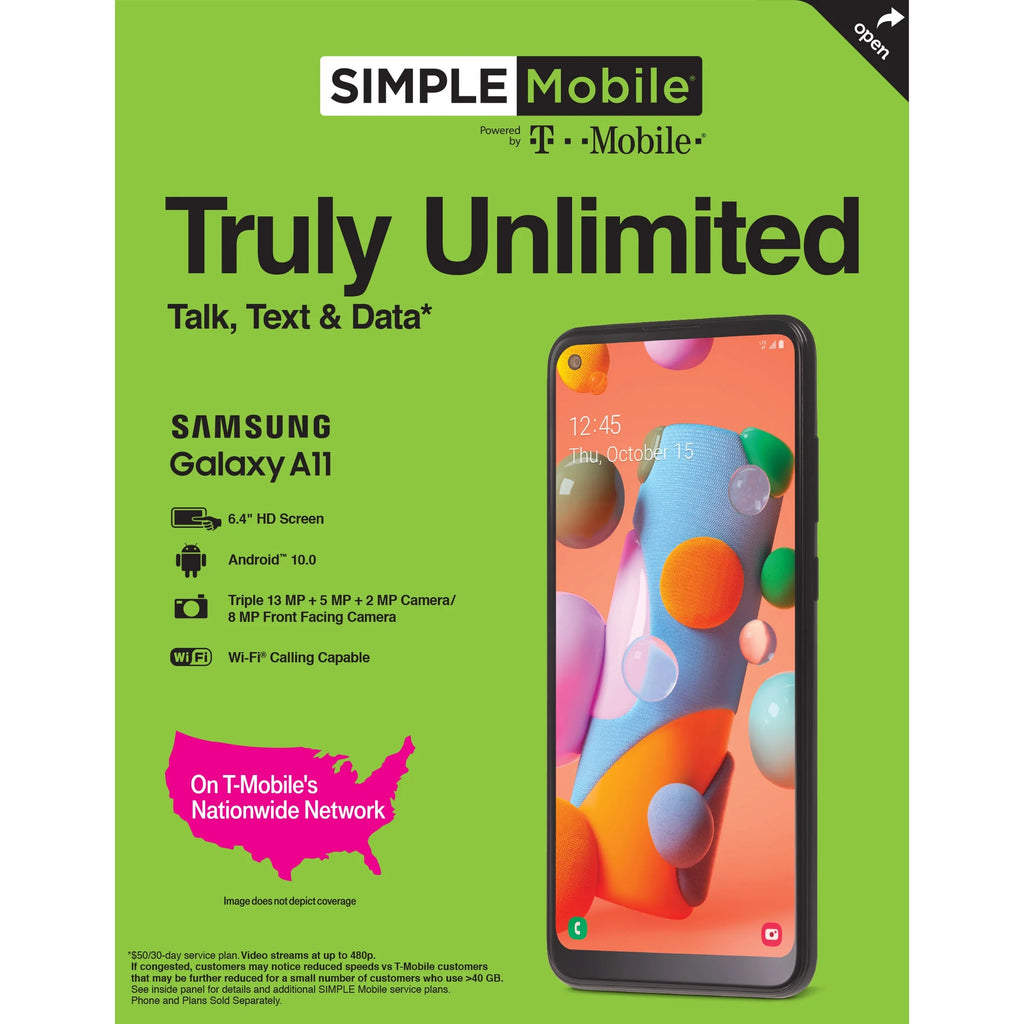 Samsung Galaxy A11 32GB Black Prepaid Smartphone T321483
