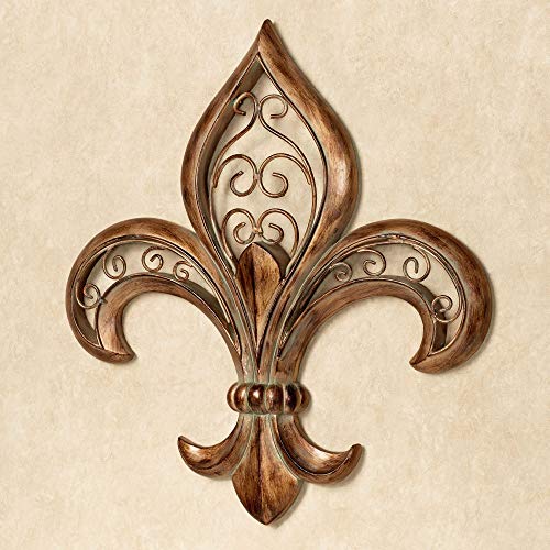 Fleur de Lis Wall Art Burnished Gold Resin Metal Decor 16x17 Inches G56229