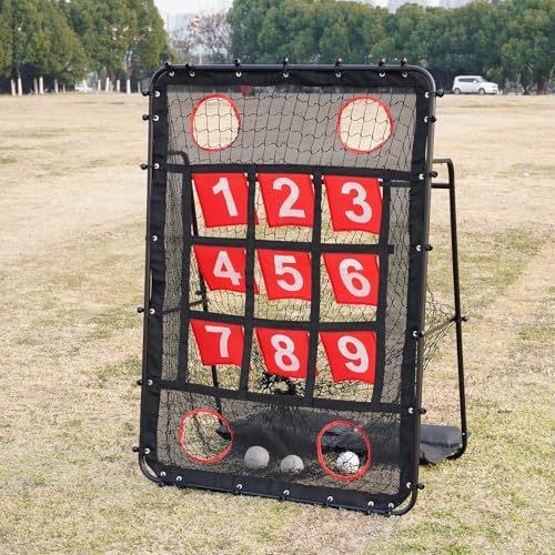 Baseball Pitching Target with Strike Zone, 9-Hole Training Net with Carry Bag D7736