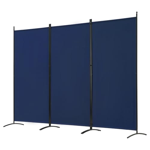 3 Panel Room Divider Folding Partition Privacy Screen, Freestanding Fabric Panel, 102" W x 71" H, Black V153
