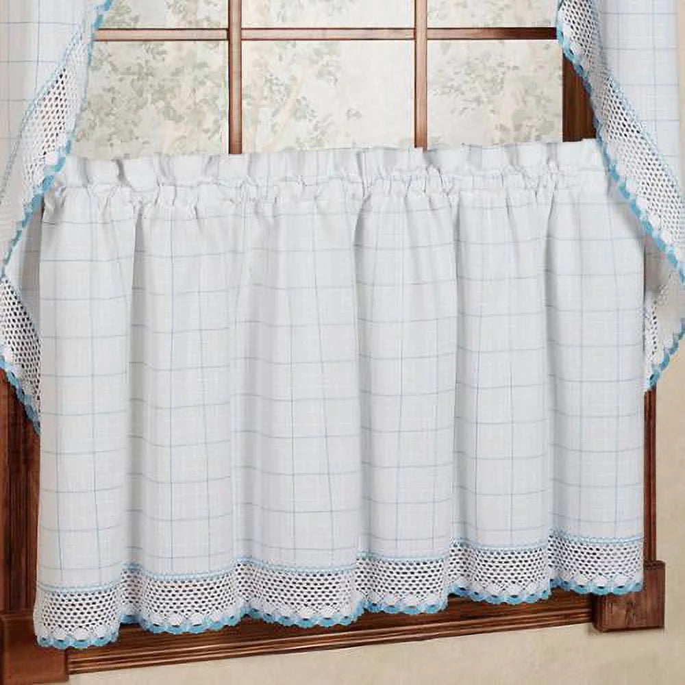 Cotton Window Pane Pattern Tiers, Swags and Valance Options 38 x 60 G250