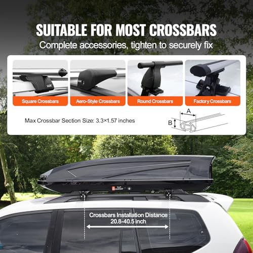 Rooftop Cargo Carrier, 22 Cubic Feet, Hard Shell Roof Box, Dual-Sided Opening, Black H367601