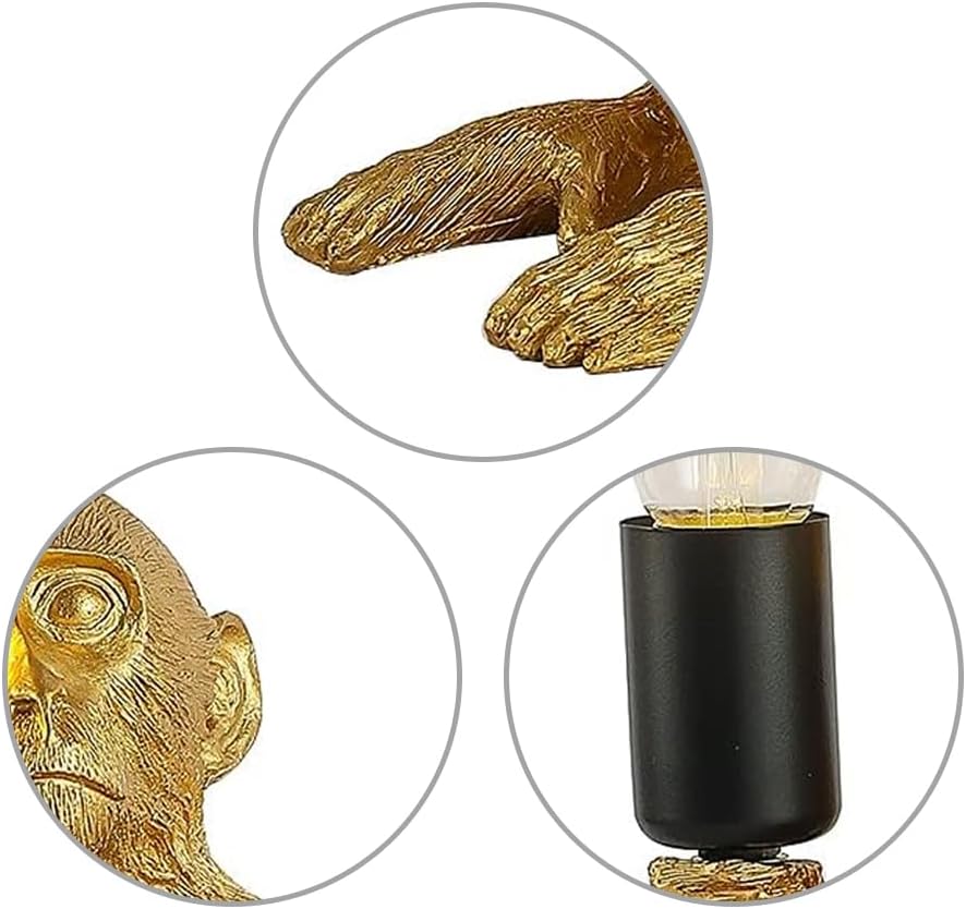 Sitting Monkey Resin Lamp, Gold G5231