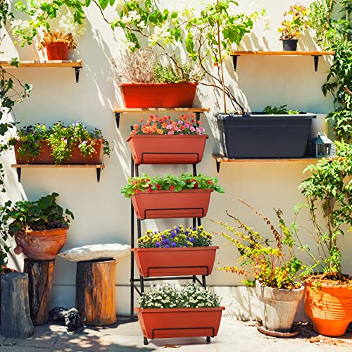 Raised Garden Bed 4 Tier Vertical Planter with Legs for Indoor Outdoor Use V653
