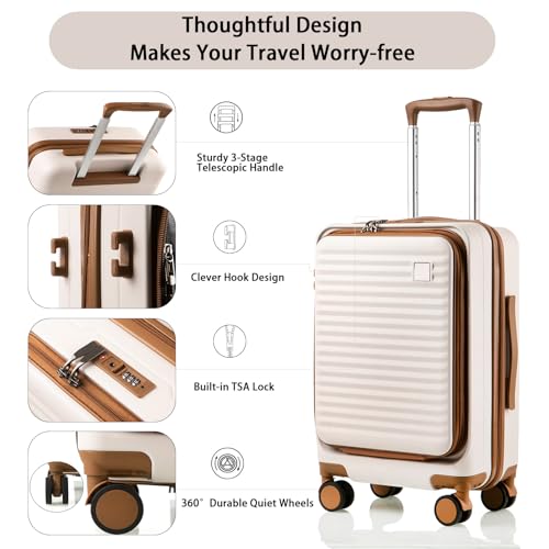 Expandable Carry-On Luggage, Hardside, Spinner Wheels, TSA Lock, 20-Inch U64815