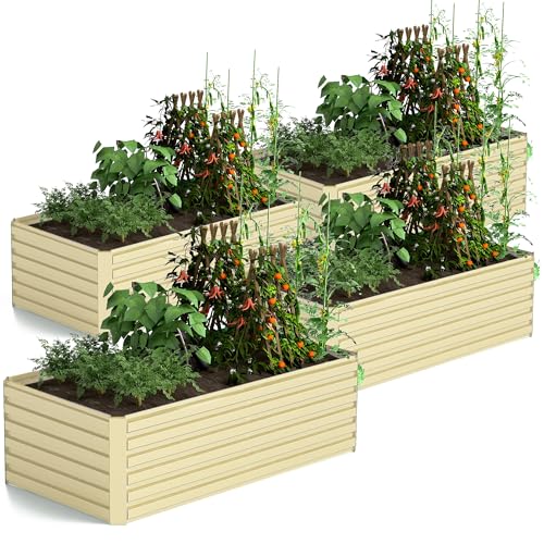 Galvanized Raised Garden Bed 8x4x2ft, Large Metal Planter Box for Vegetables, Flowers, Herbs J9369