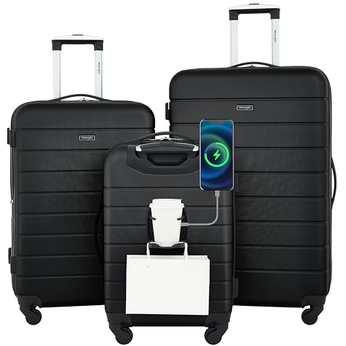 Smart Luggage Set with Cup Holder and USB Port, 20-Inch Carry-On K967