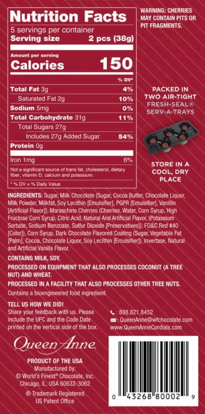 Milk Chocolate Covered Cordial Cherries 3.3oz, 4 Packs T580