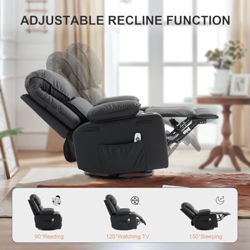 Massage Heated Swivel Rocking Recliner Chair with Cup Holders Z657