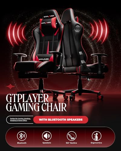 Gaming Chair with Speakers, Footrest, High Back Ergonomic Recliner H4666