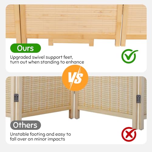 Bamboo Room Divider Folding Privacy Screen, 4 Panel, Beige T32841