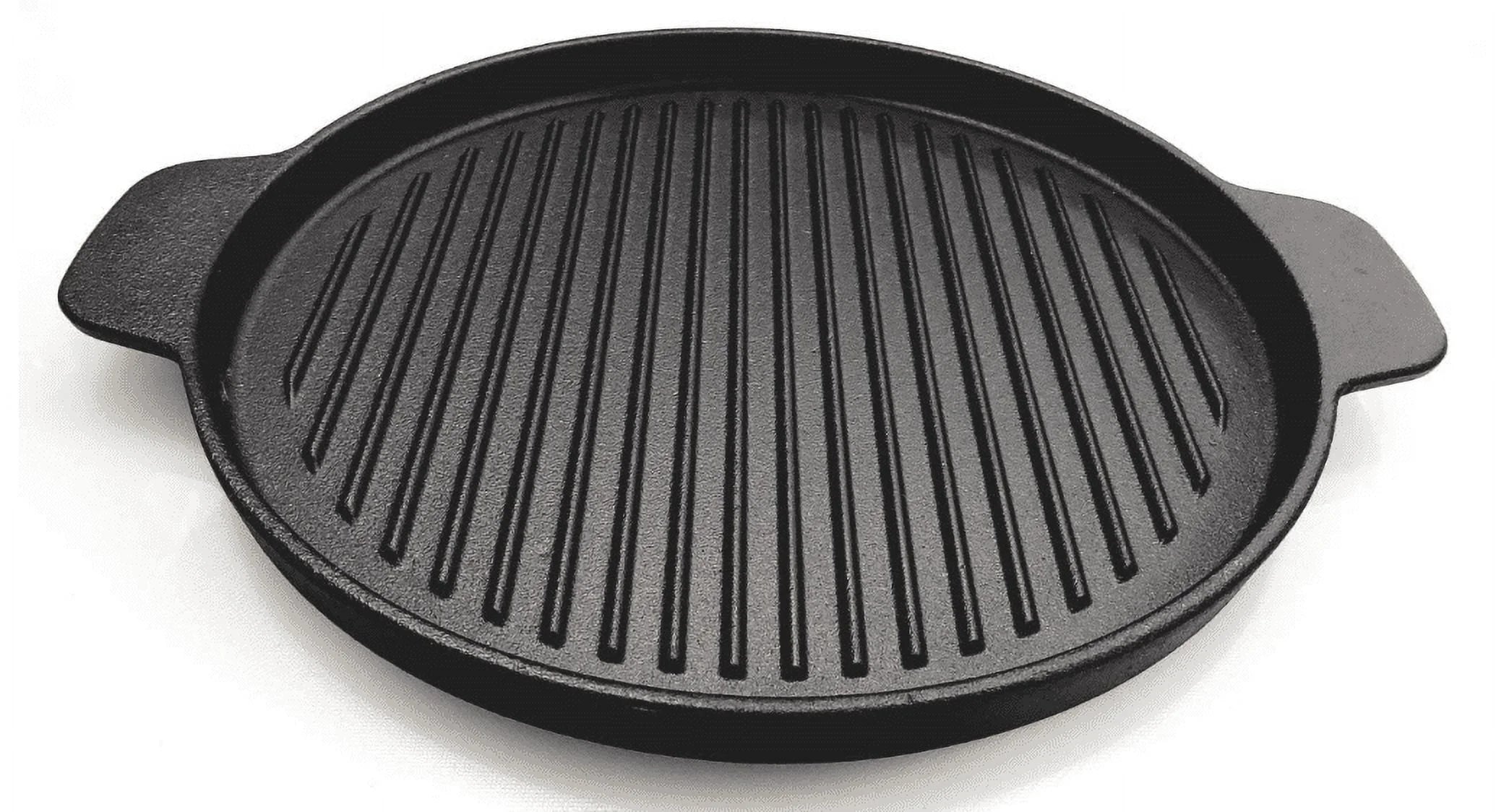 Cast Iron Round Grill Pan with Wood Underliner P81963