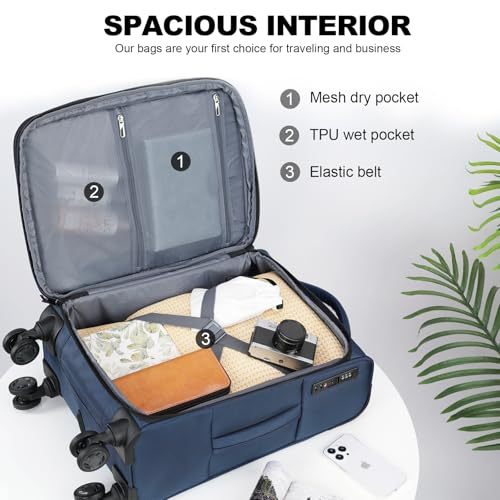 Softside Expandable Carry On Luggage with Spinner Wheels and TSA Lock, 20-Inch R869