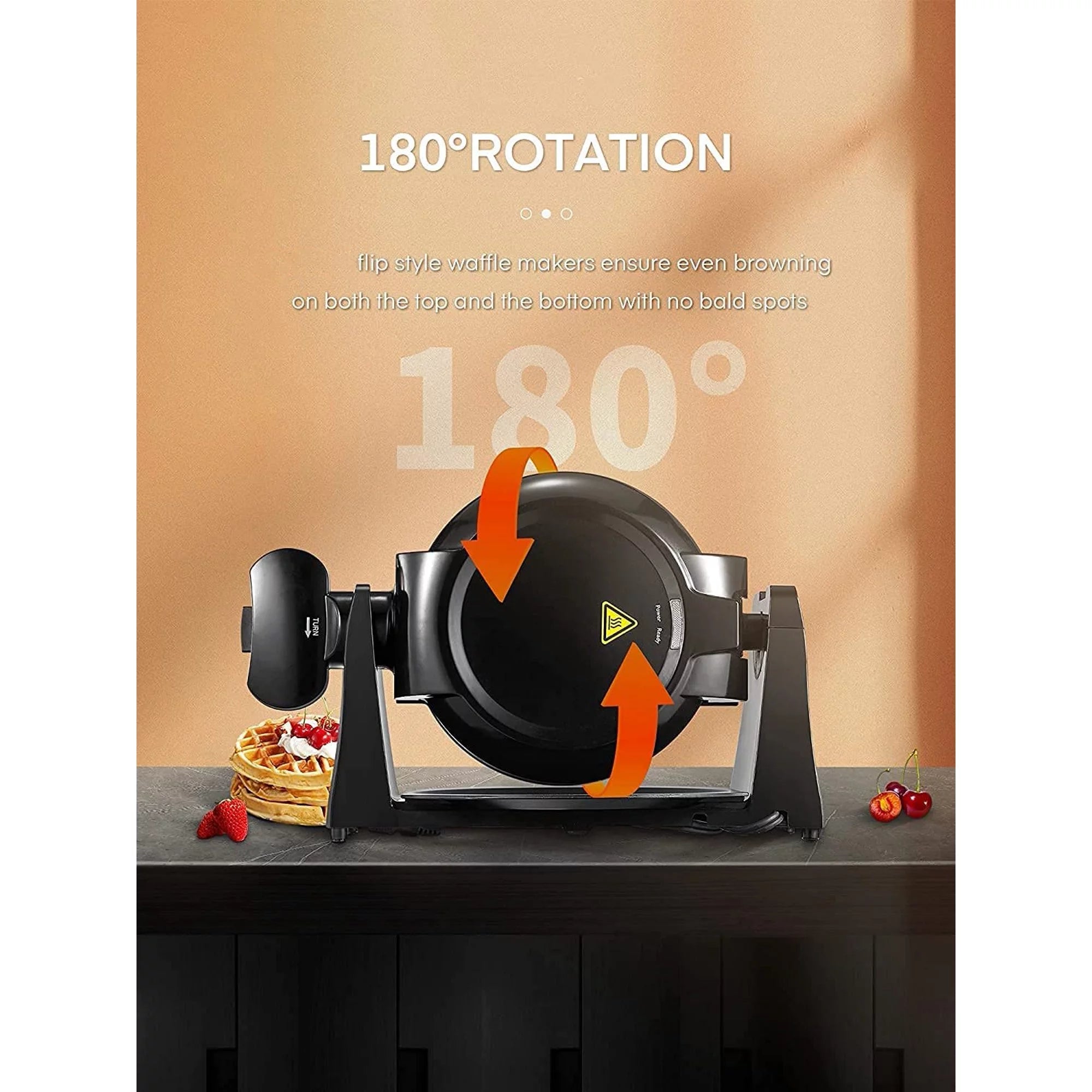 180° Flip Belgian Double Waffle Maker, 8-Slice Nonstick, Black A81667