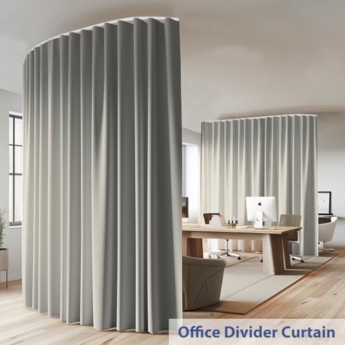 Ceiling Mounted Room Divider Curtain Track Set, Blackout Panel, White Rail, 8.3 x 7 ft K66131