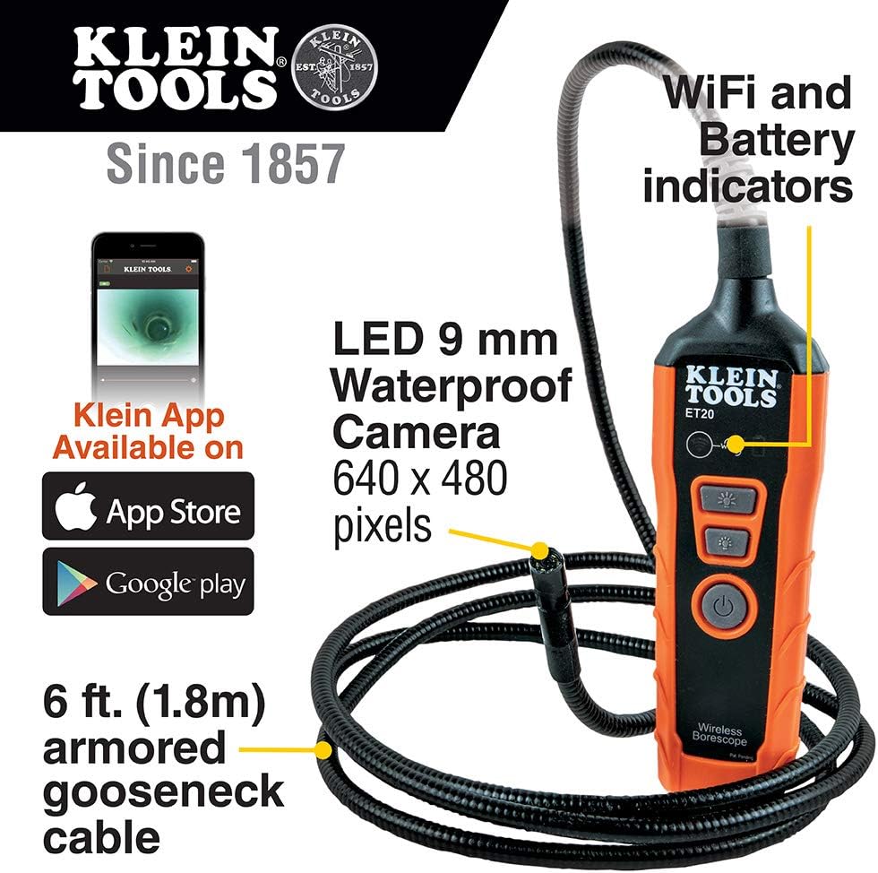 Wi-Fi Borescope Inspection Camera with LED Lights C372