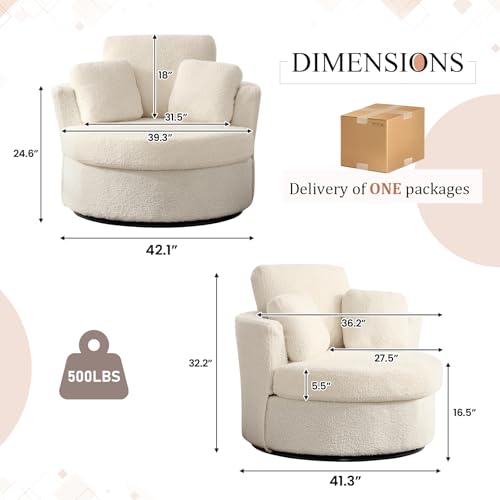 Swivel Barrel Chair with Ottoman for Living Room Bedroom, White W553228