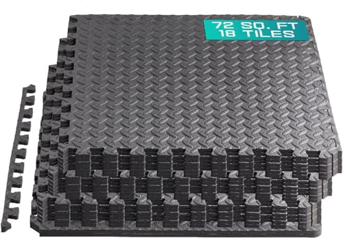 Puzzle Exercise Mat for Home Gym, EVA Interlocking Foam Floor Tiles with Border I79139