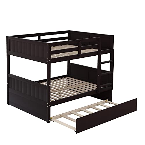 Twin Over Full Bunk Bed with Slide and Stairs for Kids E212