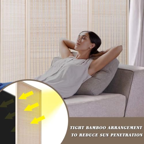 Bamboo Room Divider 6 Panel Folding Privacy Screen for Home L99111