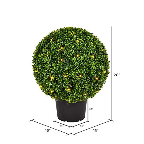 Artificial Boxwood Topiary Ball 20 Inch UV Resistant Indoor Outdoor Potted P467