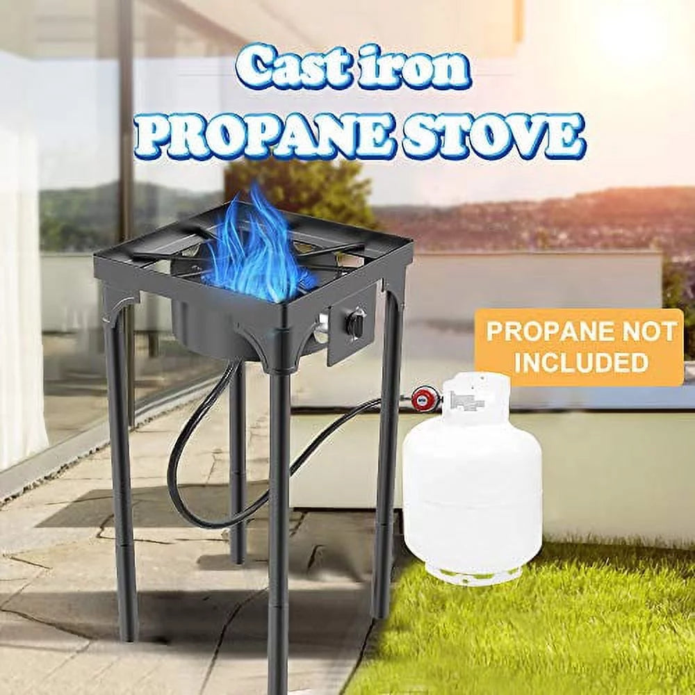 Portable Propane Stove, Single Burner with Gas Hose and Detachable Legs W2767