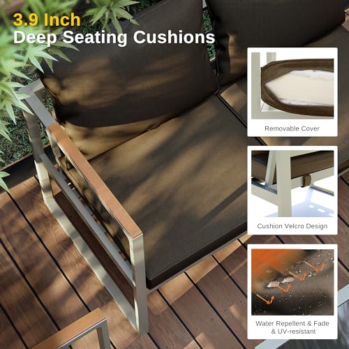 4-Piece Outdoor Patio Set with Sofa and Tempered Glass Table F97509