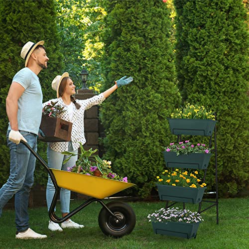 Raised Garden Bed 4 Tier Vertical Planter with Legs for Indoor Outdoor Use V653